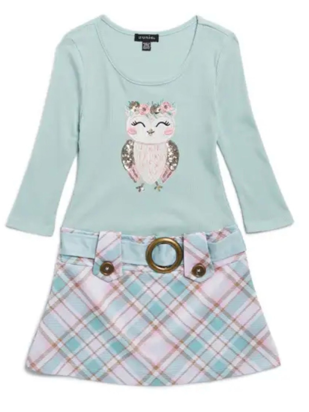 Zunie Girls Owl Sequin Plaid Dress Size 8 Nordstrom